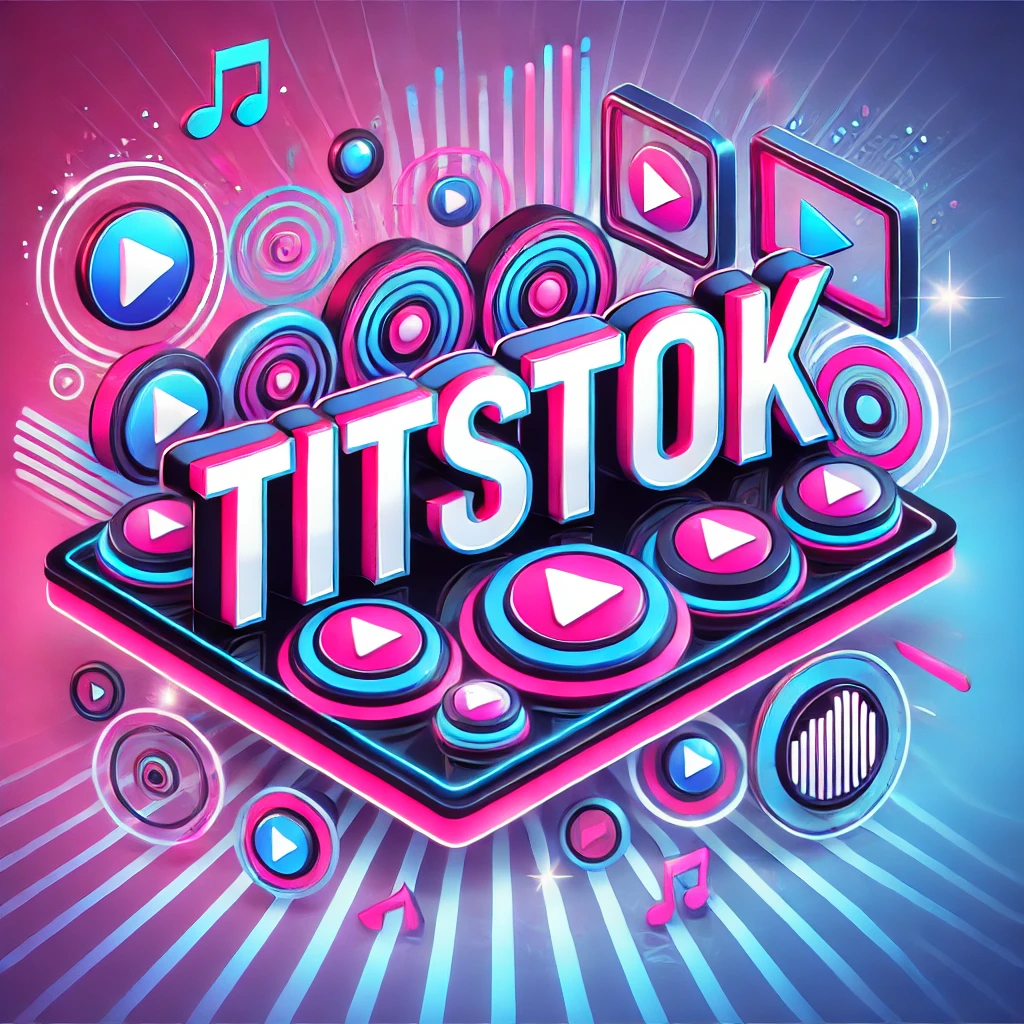 A vibrant and modern illustration featuring the text 'Titstok' as the central focus, styled with enhanced depth and shadow effects.